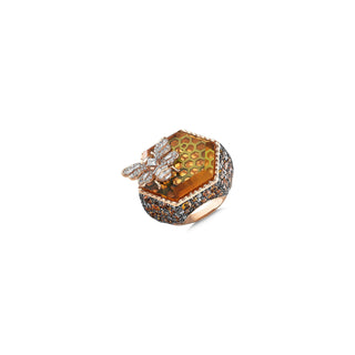 QUEEN BEE GOLD DIAMOND ORANGE SAPPHIRE RING | PTKAFBPKRTGYZ-GOLD-14