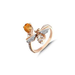 QUEEN BEE MELLONA GOLD DIAMOND CITRINE RING