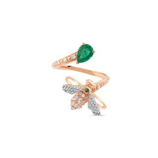 QUEEN BEE MELLONA GOLD DIAMOND EMERALD RING