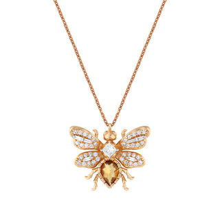 HONEYCOMB BEE L CITRINE DROP DIAMOND NECKLACE