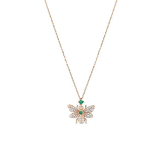 QUEEN BEE GOLD DIAMOND EMERALD NECKLACE | PTKAMBPOEMGKL-GOLD