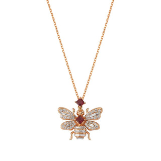 QUEEN BEE RAINBOW CHAKRA GOLD DIAMOND RUBY NECKLACE