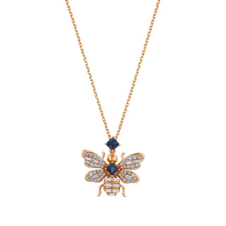 QUEEN BEE RAINBOW CHAKRA GOLD DIAMOND SAPPHIRE NECKLACE
