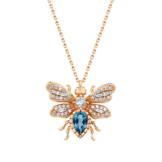 QUEEN BEE BON BON BLUE TOPAZ GOLD DIAMOND NECKLACE