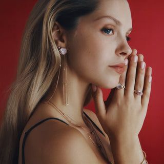 HONEYCOMB GOLD DIAMOND PINK SAPPHIRE RING