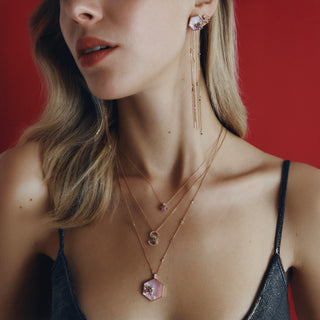 HONEYCOMB GOLD DIAMOND PINK SAPPHIRE NECKLACE