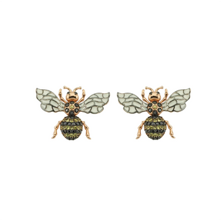 QUEEN BEE LEA GOLD BLACK DIAMOND EARRINGS