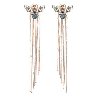 QUEEN BEE MINDY GOLD BLUE DIAMOND EARRING