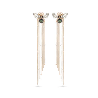 QUEEN BEE LEA GOLD BLACK DIAMOND EARRINGS