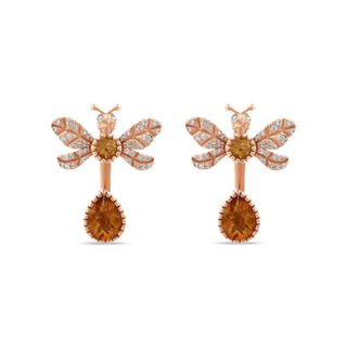 QUEEN BEE EVA GOLD DIAMOND CITRINE EARRING