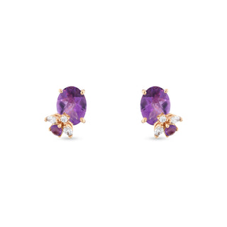 QUEEN BEE MAYA GOLD DIAMOND AMETHYST EARRINGS