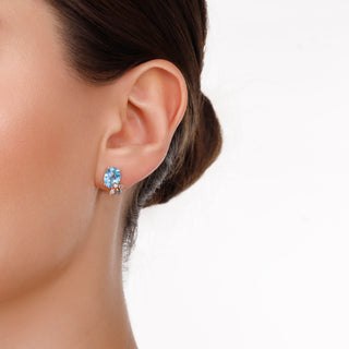 QUEEN BEE MAYA GOLD DIAMOND BLUE TOPAZ EARRINGS