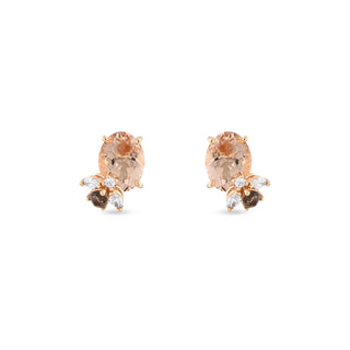 QUEEN BEE MAYA GOLD DIAMOND MORGANITE EARRINGS