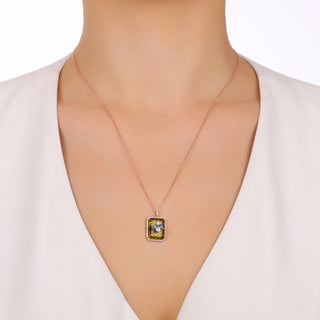 HONEYCOMB GOLD DIAMOND BLUE TOPAZ PERIDOT NECKLACE