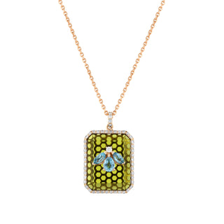 HONEYCOMB GOLD DIAMOND BLUE TOPAZ PERIDOT NECKLACE