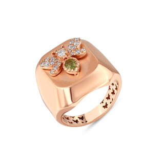 QUEEN BEE ARTEMIS GOLD DIAMOND PERIDOT RING