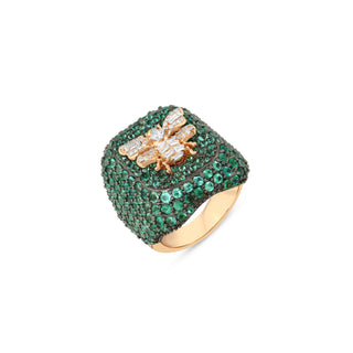 QUEEN BEE GOLD DIAMOND EMERALD XLARGE RING