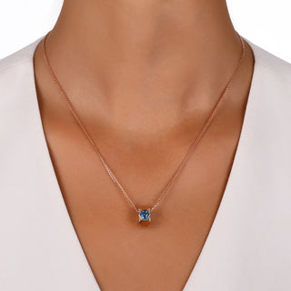 HONEYCOMB GOLD DIAMOND BLUE TOPAZ NECKLACE