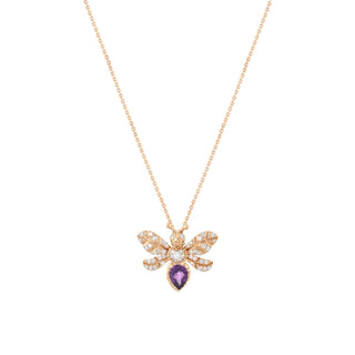 QUEEN BEE EVA GOLD DIAMOND AMETHYST NECKLACE