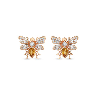 QUEEN BEE BAGUETTE GOLD DIAMOND CITRINE EARRING