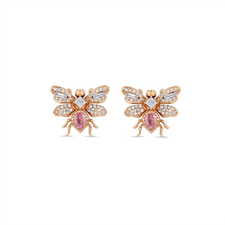 QUEEN BEE BON BON GOLD DIAMOND PINK SAPPHIRE EARRINGS