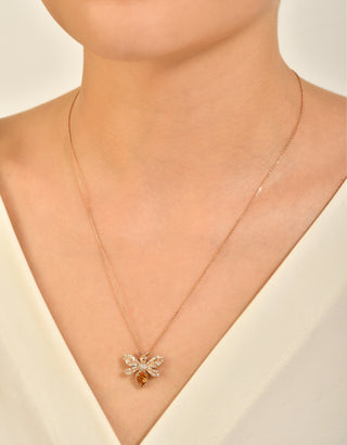 QUEEN BEE EVA GOLD DIAMOND CITRINE NECKLACE