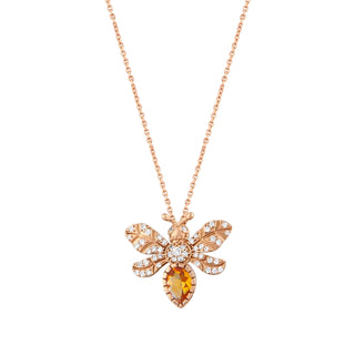 QUEEN BEE EVA GOLD DIAMOND CITRINE NECKLACE