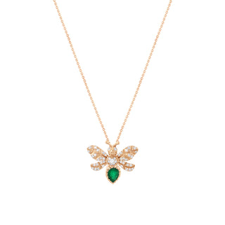 QUEEN BEE EVA GOLD DIAMOND EMERALD NECKLACE