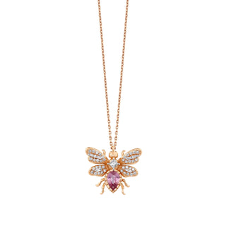 QUEEN BEE MEDIUM BON BON GOLD DIAMOND PINK SAPPHIRE NECKLACE