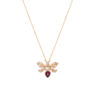 QUEEN BEE EVA GOLD DIAMOND RHODOLITE NECKLACE