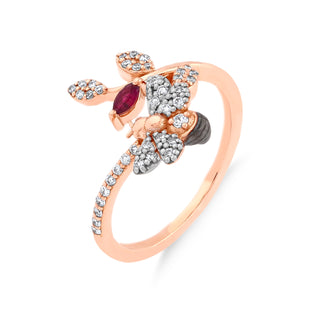 QUEEN BEE MELISSA GOLD DIAMOND RUBY RING