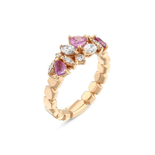 HONEYCOMB PINK SAPPHIRE GOLD DIAMOND RING