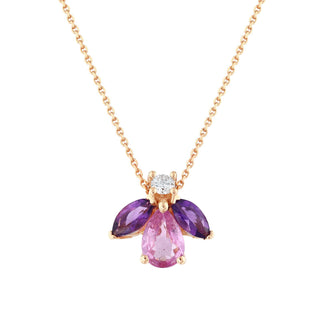 QUEEN BEE GOLD PINK SAPPHIRE AMETHYST DIAMOND NECKLACE