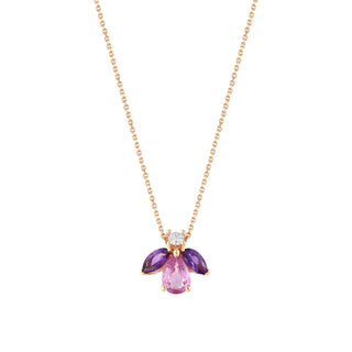 QUEEN BEE MAYA GOLD PINK SAPPHIRE AMETHYST DIAMOND NECKLACE
