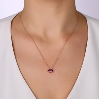 QUEEN BEE GOLD PINK SAPPHIRE AMETHYST DIAMOND NECKLACE