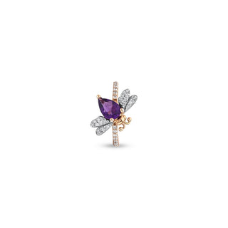 QUEEN BEE BELLA GOLD DIAMOND AMETHYST EAR CUFF