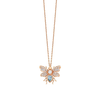 QUEEN BEE MINI BON BON GOLD DIAMOND BLUE TOPAZ NECKLACE