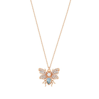 QUEEN BEE BON BON GOLD DIAMOND BLUE TOPAZ NECKLACE