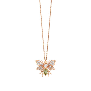 QUEEN BEE MINI BON BON GOLD DIAMOND PERIDOT NECKLACE