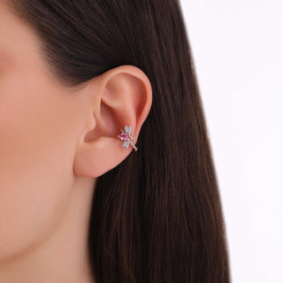 QUEEN BEE BELLA GOLD DIAMOND PINK SAPPHIRE EAR CUFF