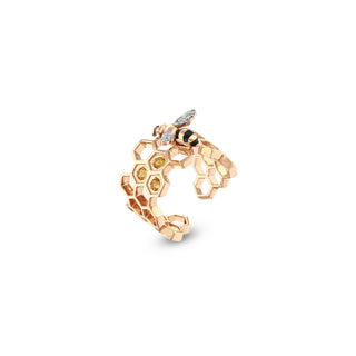 HONEYCOMB MELLIE GOLD DIAMOND CITRINE PINKY RING