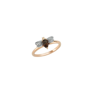 QUEEN BEE GOLD DIAMOND SMOKY TOPAZ RING