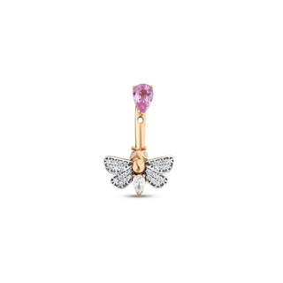 QUEEN BEE MELISSA GOLD DIAMOND PINK SAPPHIRE SINGLE EARRING