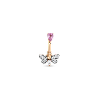 QUEEN BEE MELISSA GOLD DIAMOND PINK SAPPHIRE SINGLE EARRING