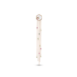 HONEYCOMB MAYA GOLD DIAMOND PINK SAPPHIRE PERIDOT SINGLE EARRING