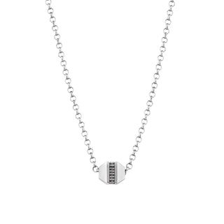 HONEYCOMB SILVER BLACK DIAMOND NECKLACE