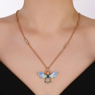 QUEEN BEE GOLD BLUE DIAMOND STATEMENT PENDANT
