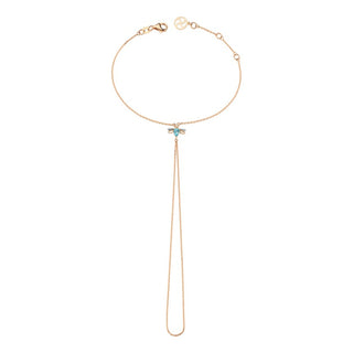 QUEEN BEE LILI GOLD DIAMOND BLUE TOPAZ HAND CHAIN