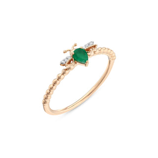 QUEEN BEE EMERALD GOLD DIAMOND XSMALL RING