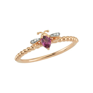 QUEEN BEE GOLD DIAMOND RHODOLITE RING